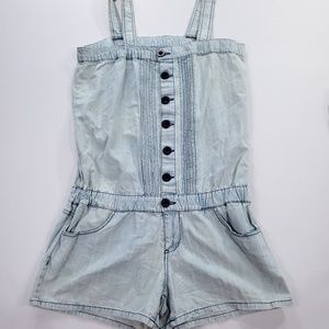 Noble Light Wash Denim Romper Overalls - EUC
